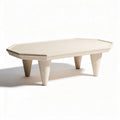 Octagonal coffee table in beige finish with tapered legs 90 x 60 x 30cm