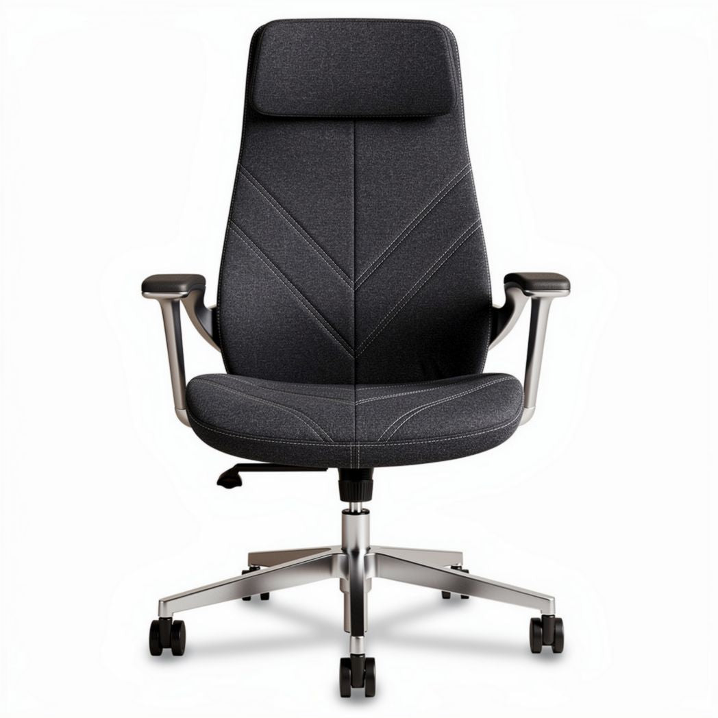 Ergonomic office chair with adjustable height and lumbar support in black fabric
