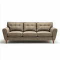 Mid-century modern sofa with button tufting in beige fabric 200 x 85 x 90cm