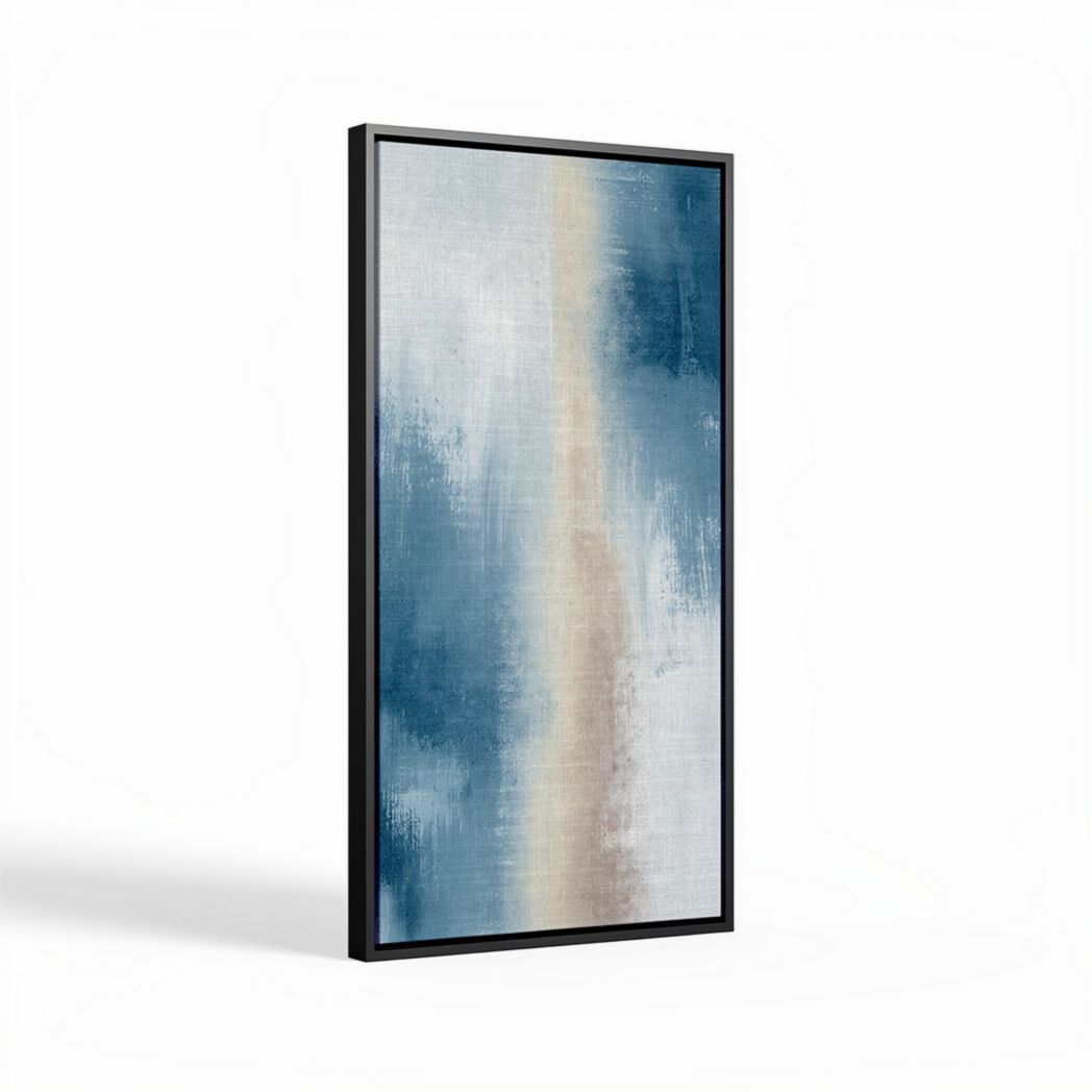 Abstract blue and gray wall art canvas painting 60 x 90 x 4cm framed