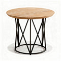 Wooden round coffee table with black metal base 60 x 60 x 45cm