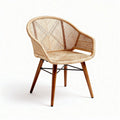 Rattan chair with wooden legs for living room and patio use 70 x 70 x 80cm