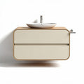 Vanity cabinet with ceramic sink and wooden countertop 80 x 50 x 45cm
