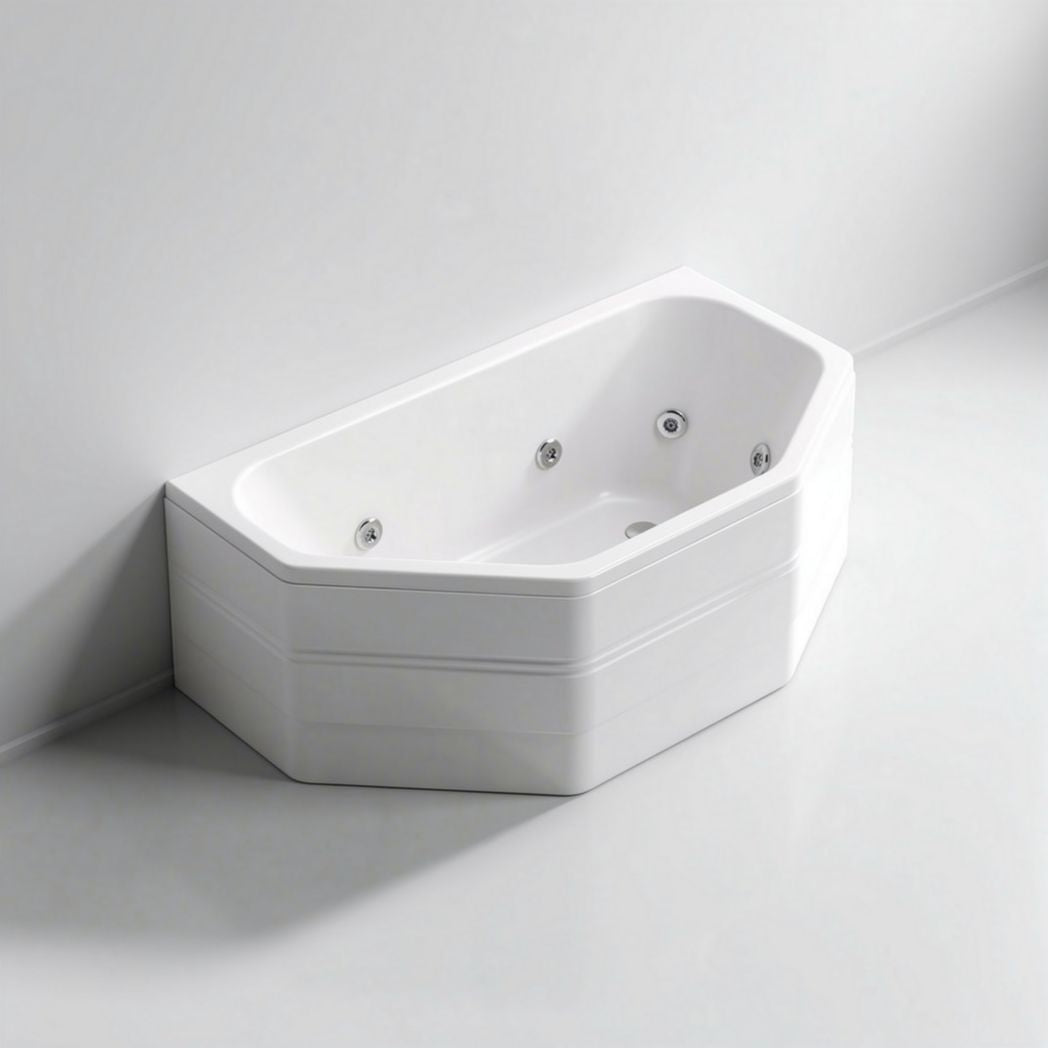 Corner whirlpool bathtub acrylic material 170 x 90 x 60cm white color