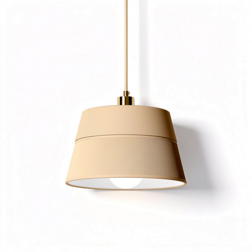 Hanging pendant light fixture in beige with a modern design 30 x 30 x 20cm