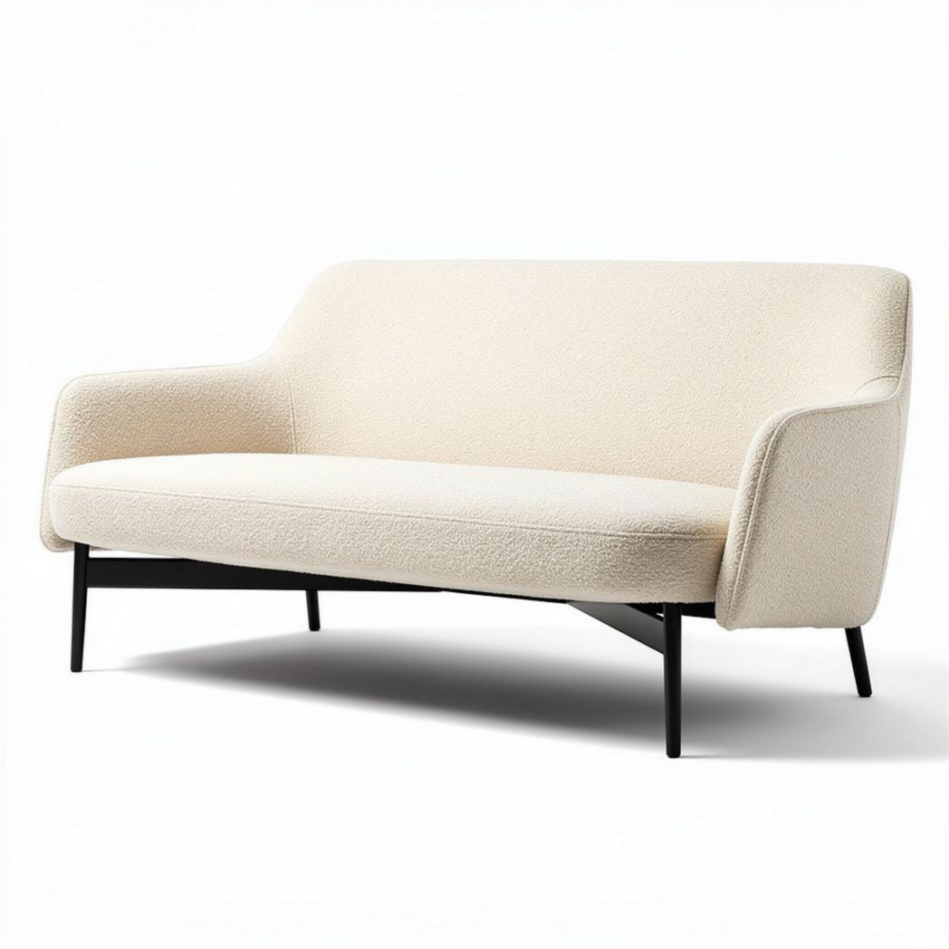 Fabric sofa with sleek design in cream color 180 x 80 x 75cm