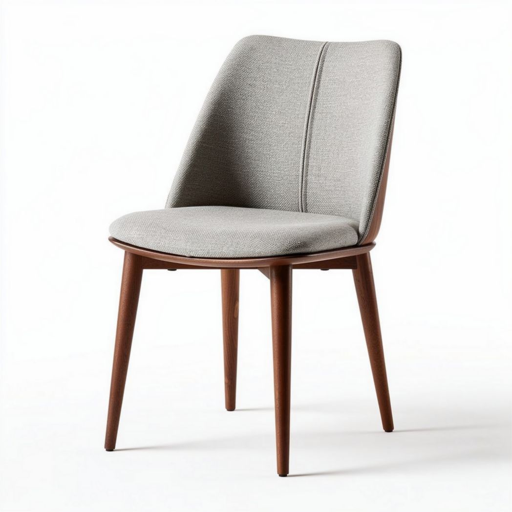 Fabric dining chair with wooden legs in gray color 45 x 45 x 85cm